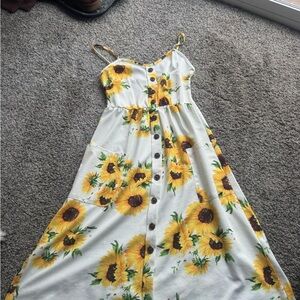 Sunflower Print Summer Dress